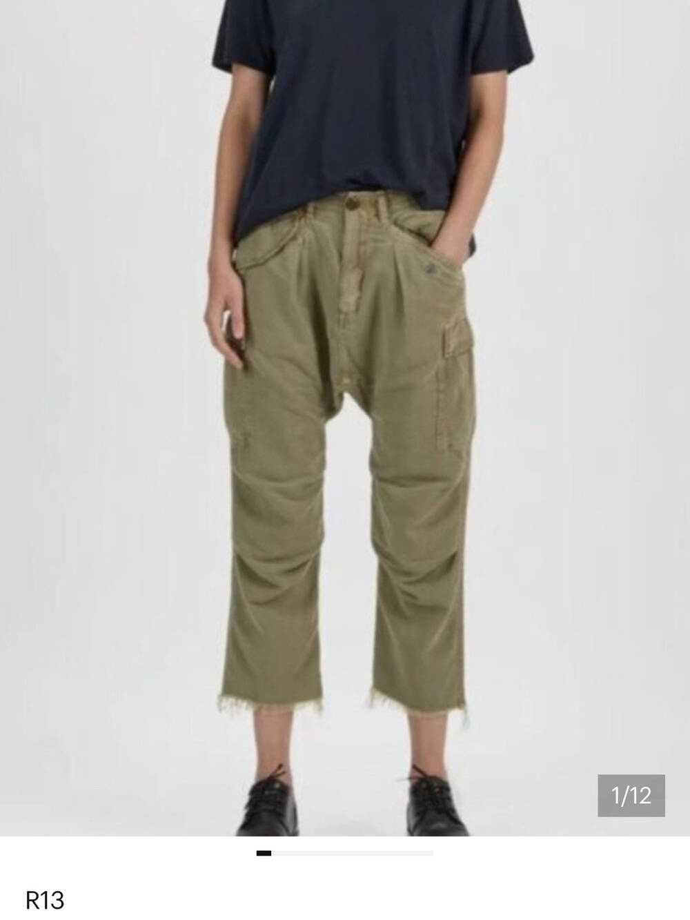 R13 Army Green Military Haram Cargo Pants Size 29